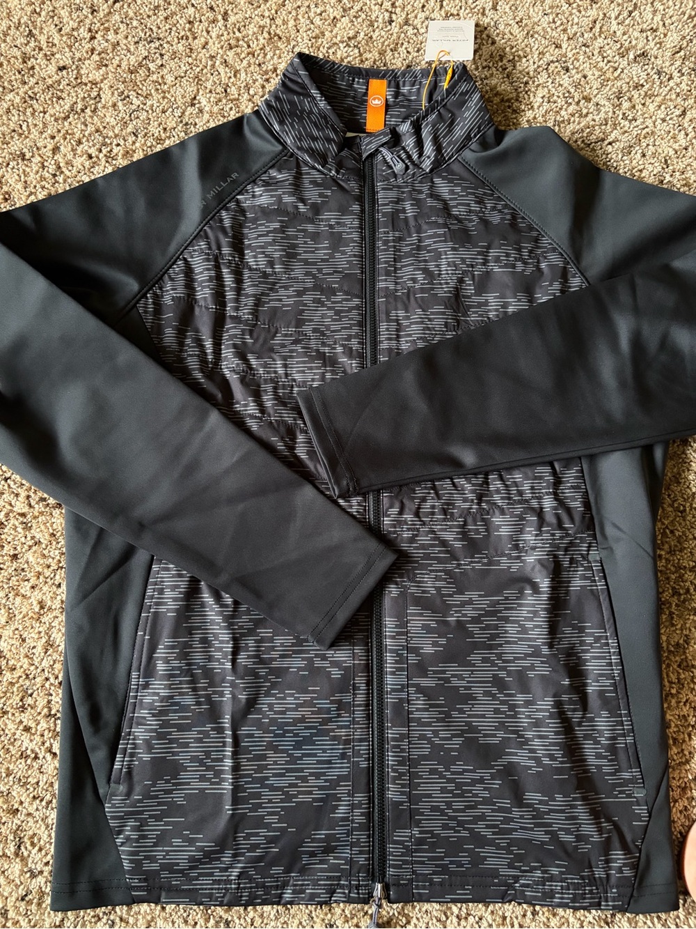 Peter Millar Black Patterned Full-Zip Performance Jacket